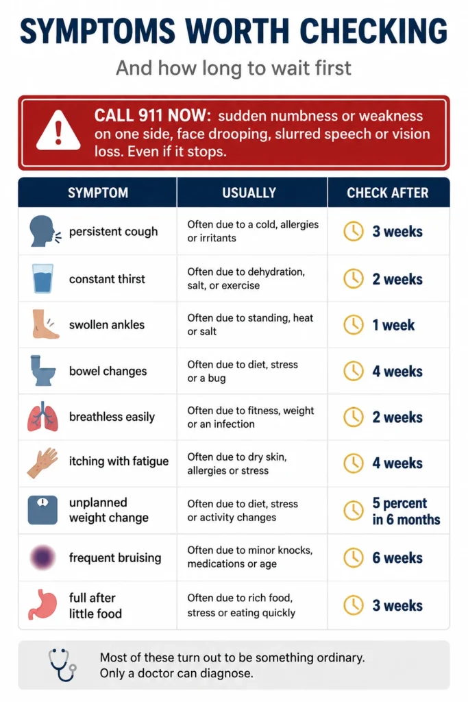 BE FAST stroke warning signs showing balance loss, eye changes, face drooping, arm weakness, speech difficulty and time to call 911